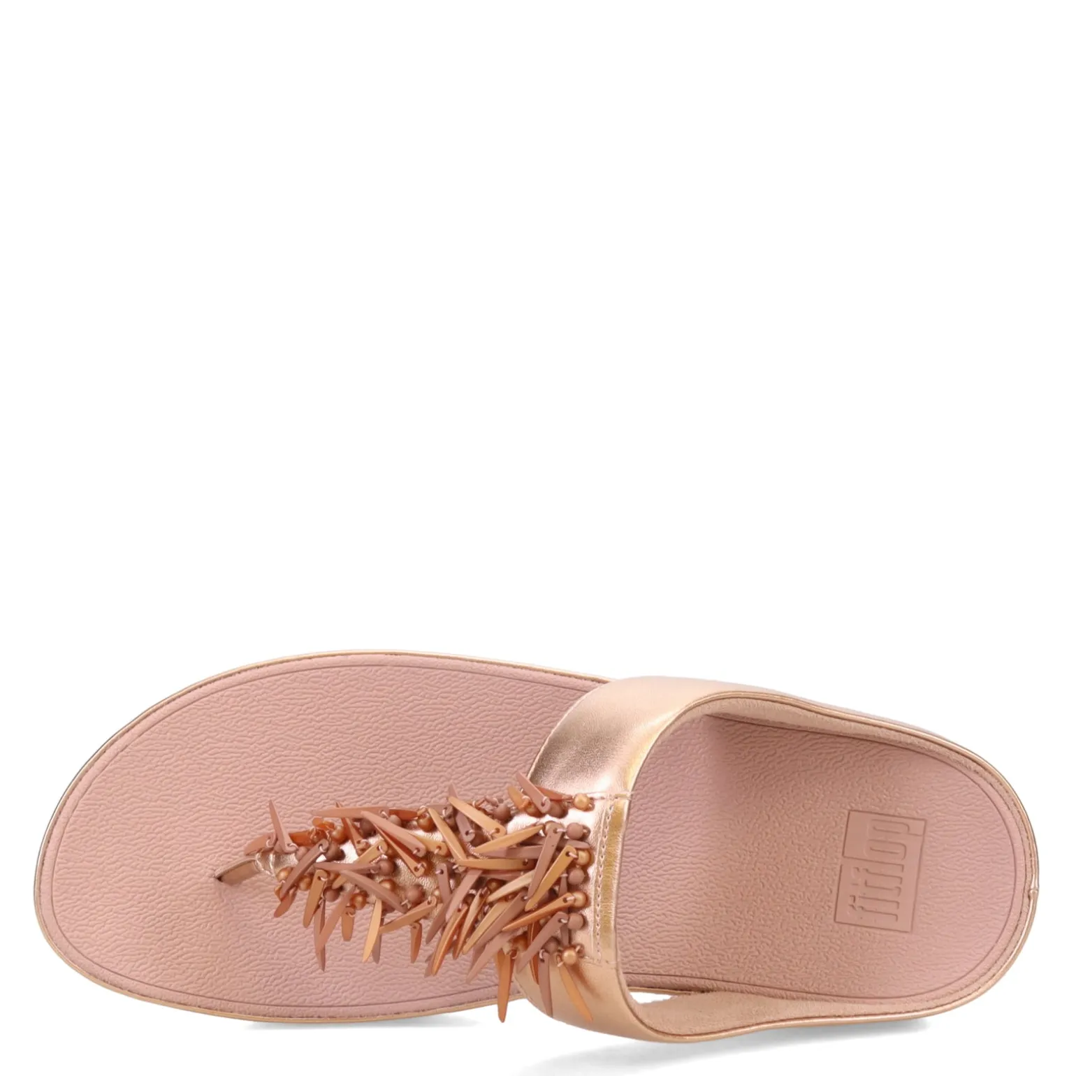 Women's FitFlop, Rumba Beaded Metallic Toe-Post Sandal