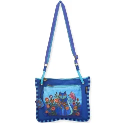 Women's Laurel Burch, Cerulean Cats Crossbody Purse
